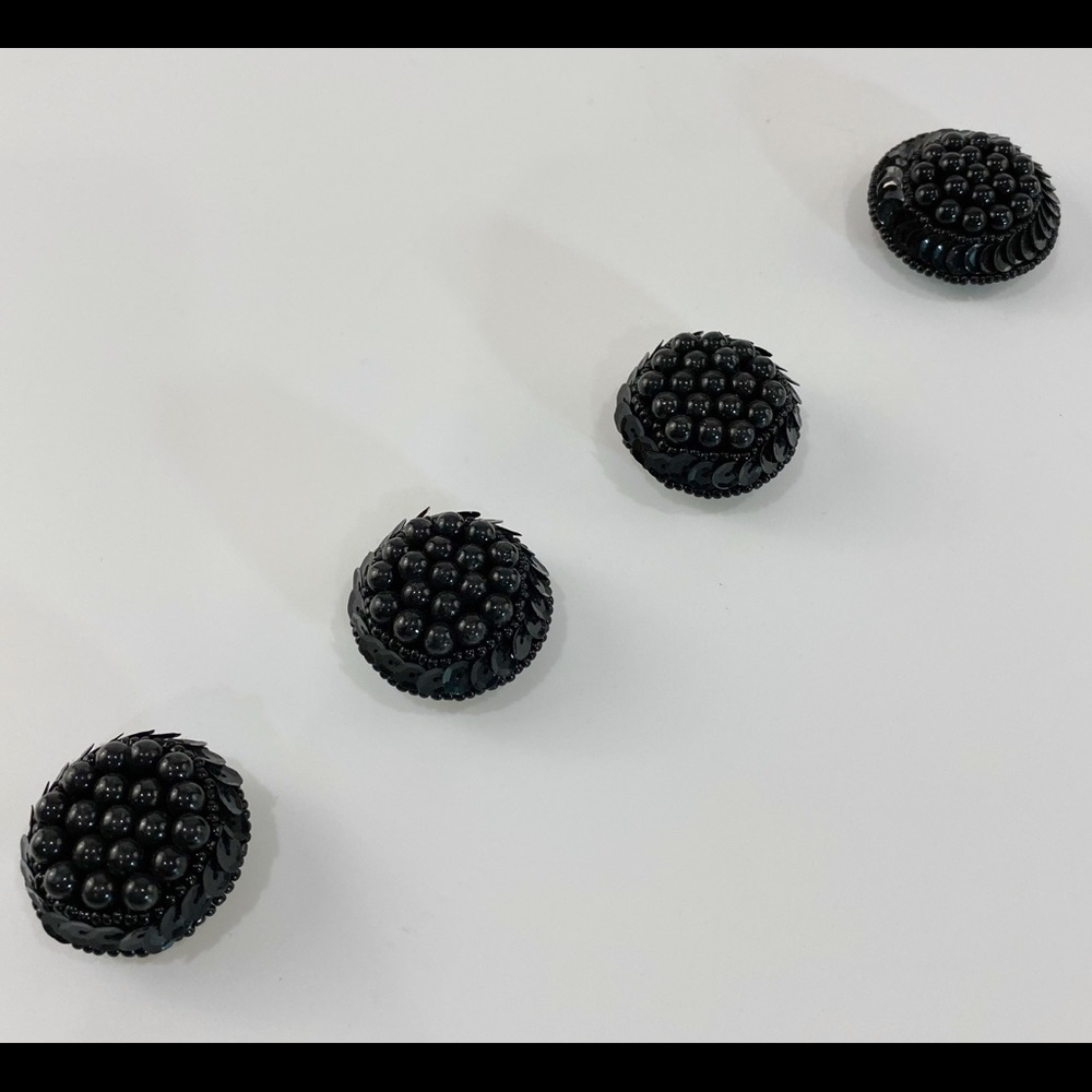 Vintage button covers black bead and sequin